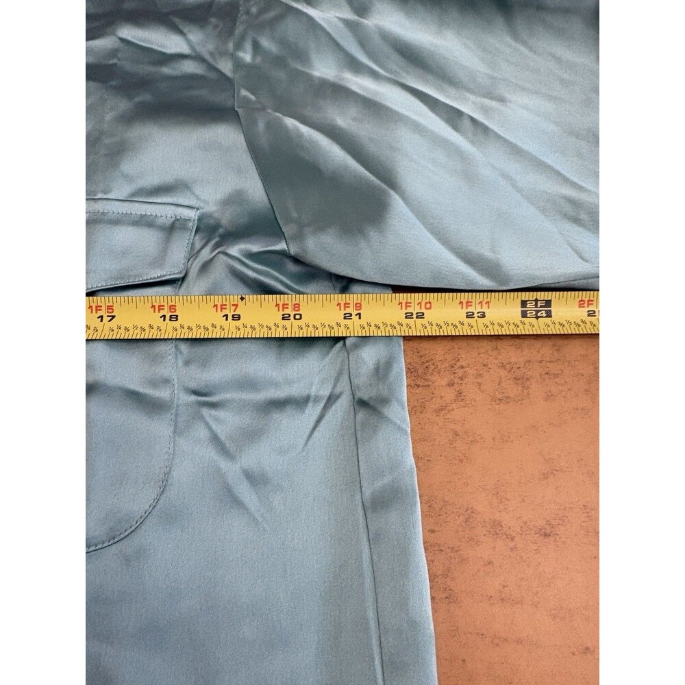 Loft Women’s Satin Wide Cuffed Utility Shirt‎ size Medium M NWT Green - Picture 7 of 8